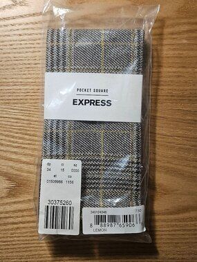 New in wrapping brown Express plaid pocket square